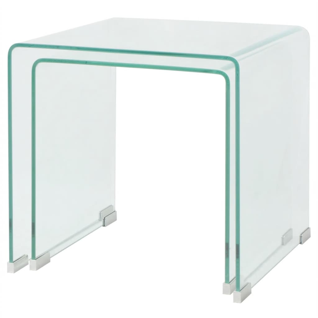 Galleria Design Two Piece Nesting Table Set Tempered Glass Clear