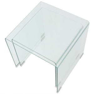 Galleria Design Two Piece Nesting Table Set Tempered Glass Clear