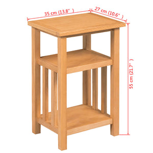 Galleria Design End Table with Magazine Shelf 27x35x55 cm Solid Oak Wood