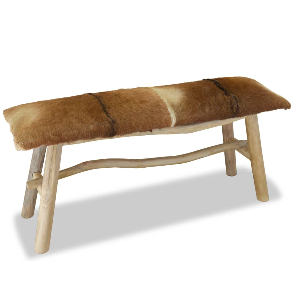 Galleria Design Bench Real Leather Teak