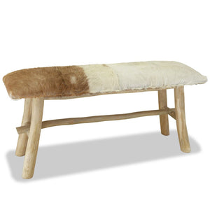 Galleria Design Bench Real Leather Teak