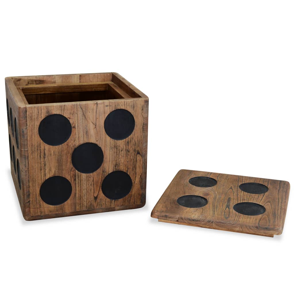 Galleria Design Storage Box Mindi Wood 40x40x40 cm Dice Design