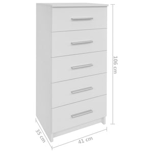 Galleria Design Tall Chest of Drawers Engineered Wood 41x35x106 cm White