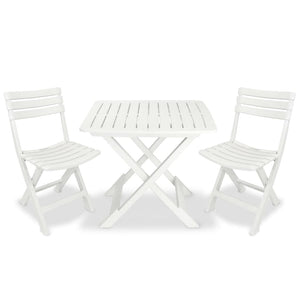 Galleria Design 3 Piece Folding Bistro Set Plastic White