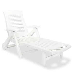 Galleria Design Sun Lounger with Footrest Plastic White