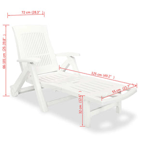 Galleria Design Sun Lounger with Footrest Plastic White