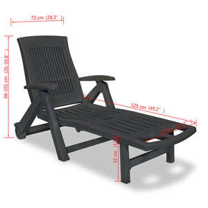 Galleria Design Sun Lounger with Footrest Plastic Anthracite