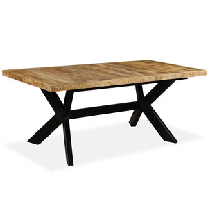 Galleria Design Dining Table Solid Mango Wood and Steel Cross 180 cm