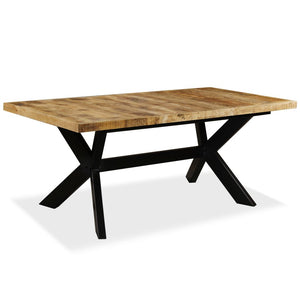 Galleria Design Dining Table Solid Mango Wood and Steel Cross 180 cm