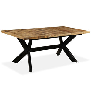 Galleria Design Dining Table Solid Mango Wood and Steel Cross 180 cm