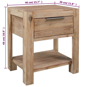 Galleria Design Nightstand with Drawer 40x30x48 cm Solid Acacia Wood