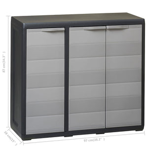 Galleria Design Garden Storage Cabinet with 2 Shelves Black and Grey