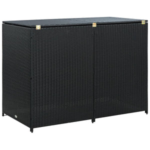 Galleria Design Double Wheelie Bin Shed Poly Rattan Black 148x80x111 cm