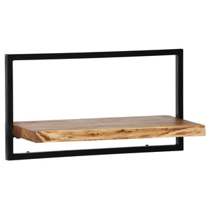 Galleria Design Wall Shelf Set 5 Pieces Solid Acacia Wood and Steel