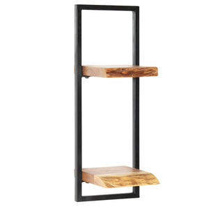 Galleria Design Wall Shelf Set 5 Pieces Solid Acacia Wood and Steel