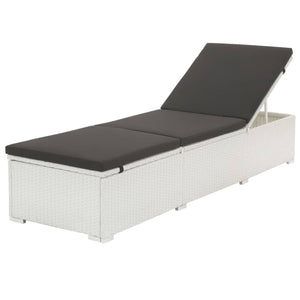 Galleria Design Sun Lounger with Cushion Poly Rattan White