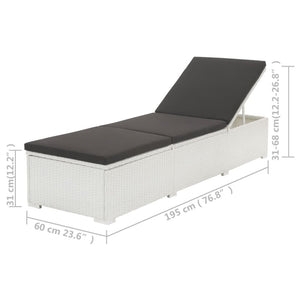 Galleria Design Sun Lounger with Cushion Poly Rattan White