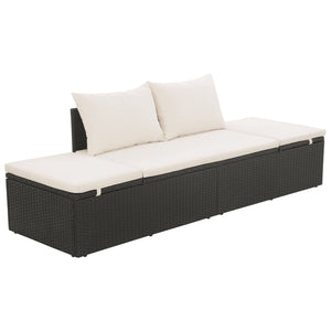 Galleria Design Garden Bed Black 195x60 cm Poly Rattan