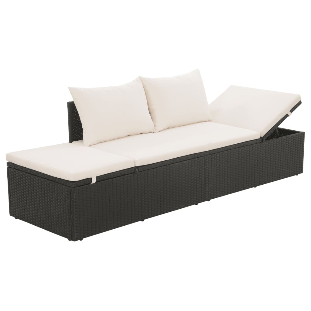 Galleria Design Garden Bed Black 195x60 cm Poly Rattan