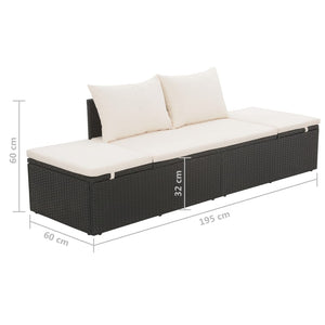 Galleria Design Garden Bed Black 195x60 cm Poly Rattan