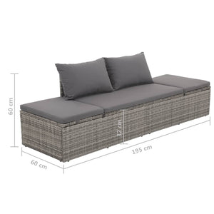 Galleria Design Garden Bed Grey 195x60 cm Poly Rattan