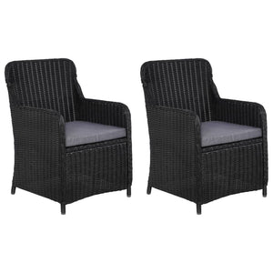 Galleria Design Outdoor Chairs with Cushions 2 pcs Poly Rattan Black