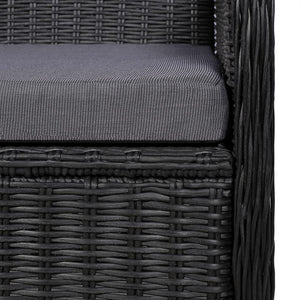 Galleria Design Outdoor Chairs with Cushions 2 pcs Poly Rattan Black