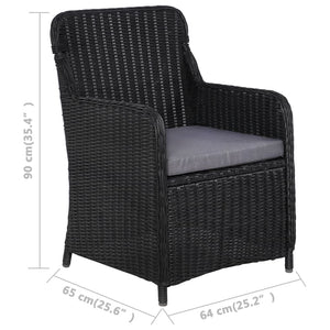 Galleria Design Outdoor Chairs with Cushions 2 pcs Poly Rattan Black