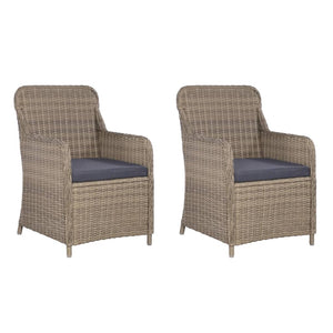 Galleria Design Outdoor Chairs with Cushions 2 pcs Poly Rattan Brown