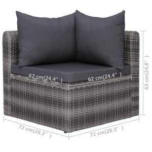 Galleria Design 6 Piece Garden Sofa Set with Cushions & Pillows Poly Rattan Grey