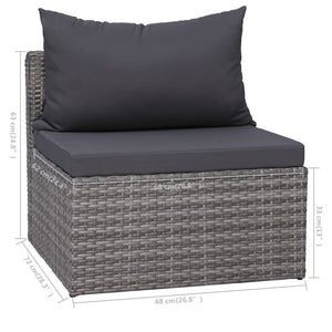 Galleria Design 6 Piece Garden Sofa Set with Cushions & Pillows Poly Rattan Grey