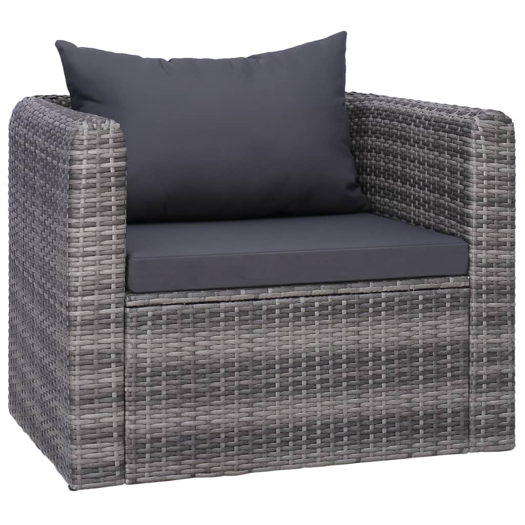 Galleria Design 6 Piece Garden Sofa Set with Cushions & Pillows Poly Rattan Grey