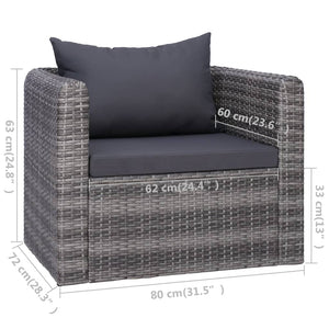 Galleria Design 6 Piece Garden Sofa Set with Cushions & Pillows Poly Rattan Grey