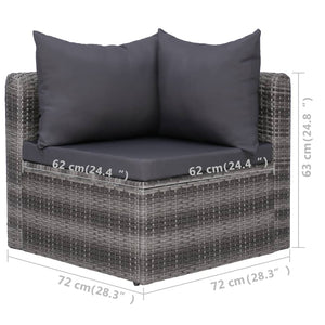 Galleria Design 5 Piece Garden Sofa Set with Cushions & Pillows Poly Rattan Grey