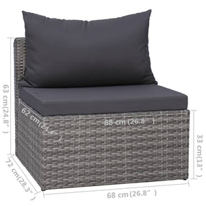 Galleria Design 5 Piece Garden Sofa Set with Cushions & Pillows Poly Rattan Grey