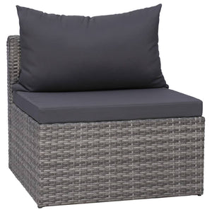 Galleria Design 3 Piece Garden Sofa Set with Cushions Grey Poly Rattan