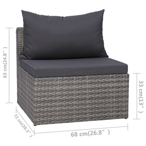 Galleria Design 3 Piece Garden Sofa Set with Cushions Grey Poly Rattan