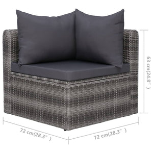 Galleria Design 3 Piece Garden Sofa Set with Cushions Grey Poly Rattan