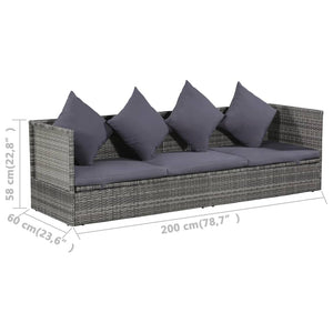 Galleria Design Garden Bed Grey 200x60 cm Poly Rattan