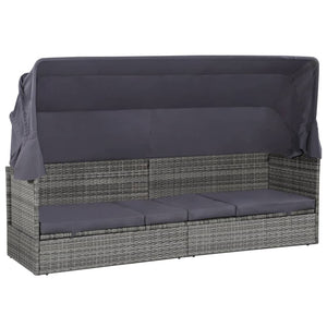 Galleria Design Garden Bed with Canopy Grey 205x62 cm Poly Rattan