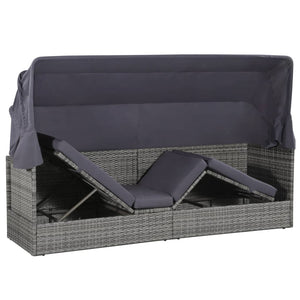 Galleria Design Garden Bed with Canopy Grey 205x62 cm Poly Rattan