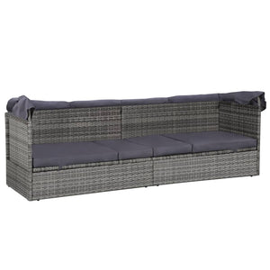 Galleria Design Garden Bed with Canopy Grey 205x62 cm Poly Rattan