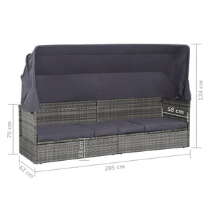 Galleria Design Garden Bed with Canopy Grey 205x62 cm Poly Rattan