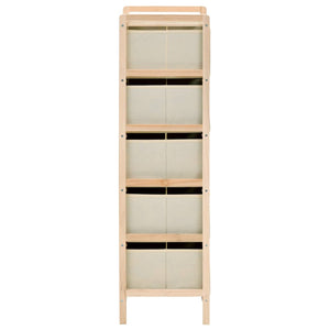 Galleria Design Storage Rack with 5 Fabric Baskets Cedar Wood Beige