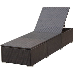 Galleria Design Sun Lounger with Cushion Poly Rattan Brown