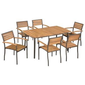 Galleria Design 7 Piece Outdoor Dining Set Solid Acacia Wood and Steel