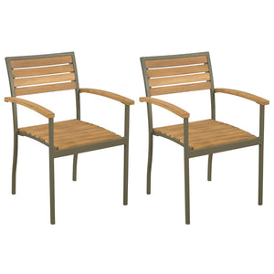 Galleria Design Stackable Outdoor Chairs 2 pcs Solid Acacia Wood and Steel