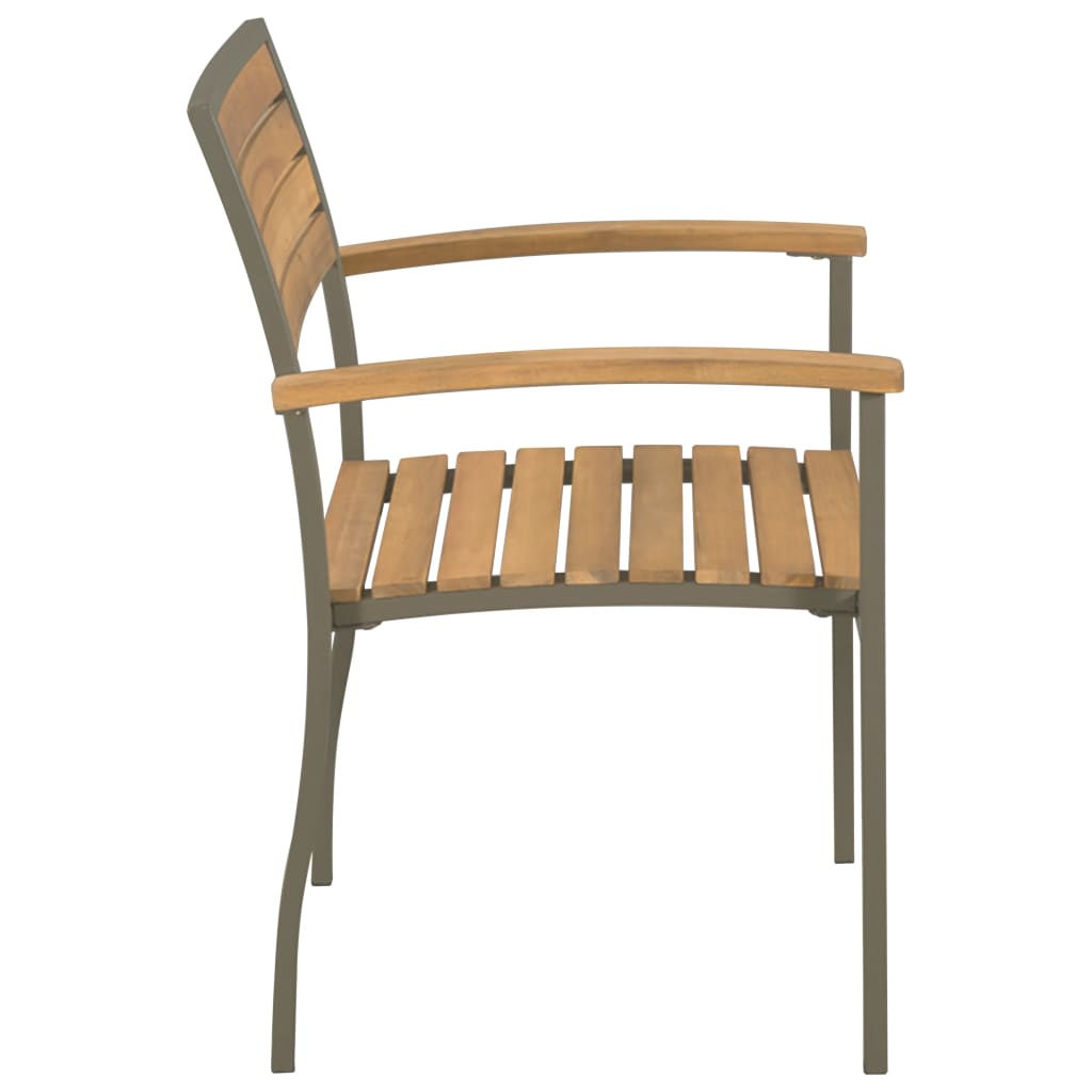 Galleria Design Stackable Outdoor Chairs 2 pcs Solid Acacia Wood and Steel