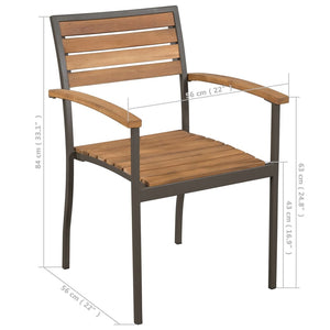 Galleria Design Stackable Outdoor Chairs 2 pcs Solid Acacia Wood and Steel