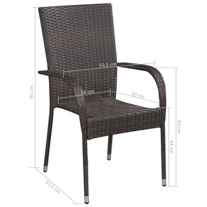 Galleria Design Stackable Outdoor Chairs 2 pcs Poly Rattan Brown